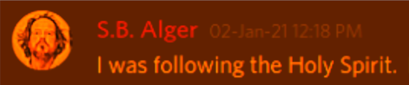 Discord Server: "I was following the Holy Spirit."